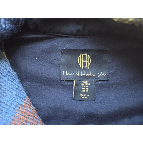 House of Harlow Womens M Plaid Crop Shacket Shirt Jacket Colorful Wool Blend - Picture 3 of 6